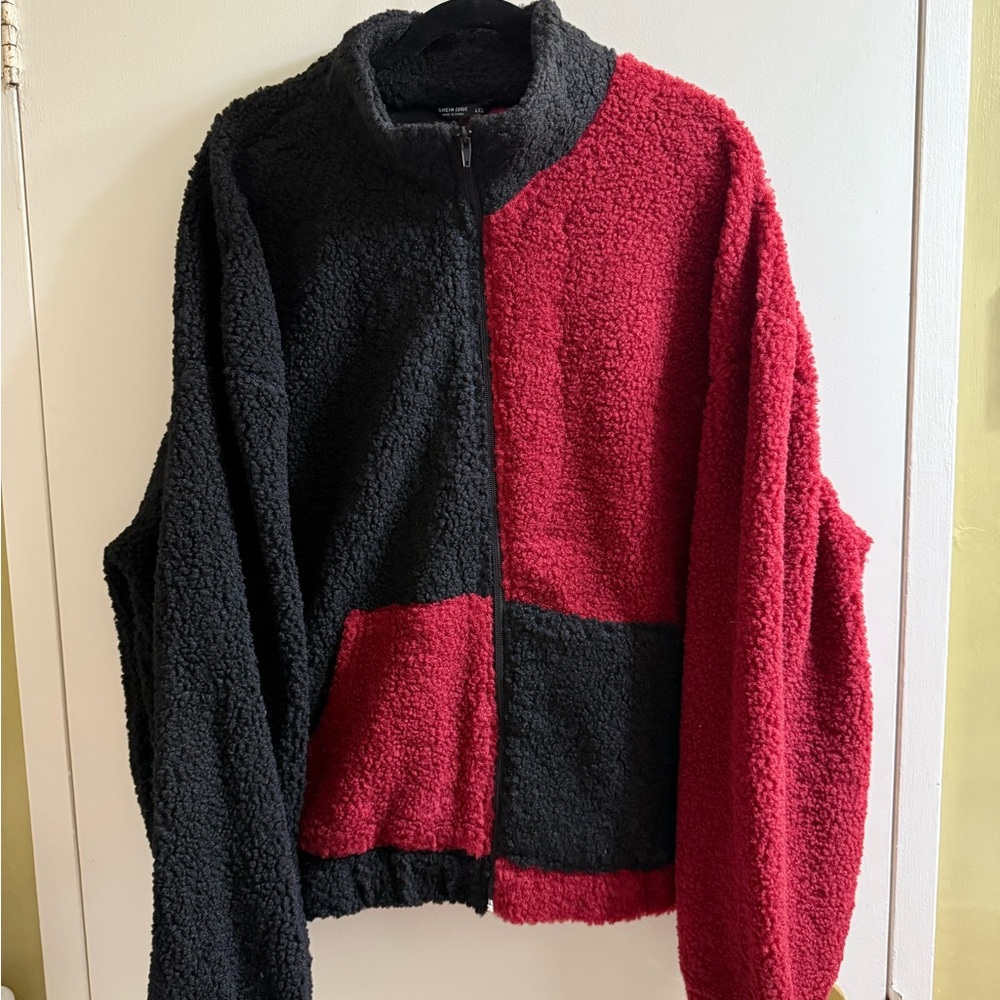 SHEIN Black and Red Colorblock Jacket